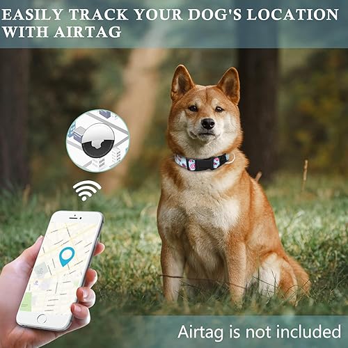 Miniatura 7 de HSIGIO - Collar de perro ajustable de nailon con soporte para Airtag impermeable y extraíble, con rastreador GPS ultrasuave para perros hembras