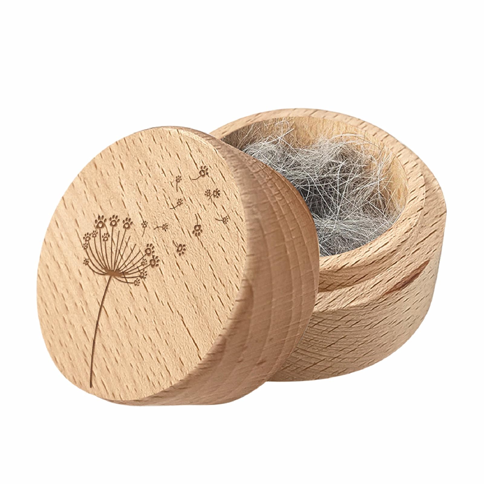 CREATCABIN Round Wood Mini Animal Urn Small Pet Urns for Ashes Pet Hair Keepsake Box Case Dandelion Acacia Wood Decorative Urns Funeral Cremation Pet Urn Memorial Box Gift for Dogs Cats 2x1.6Inch — image 1