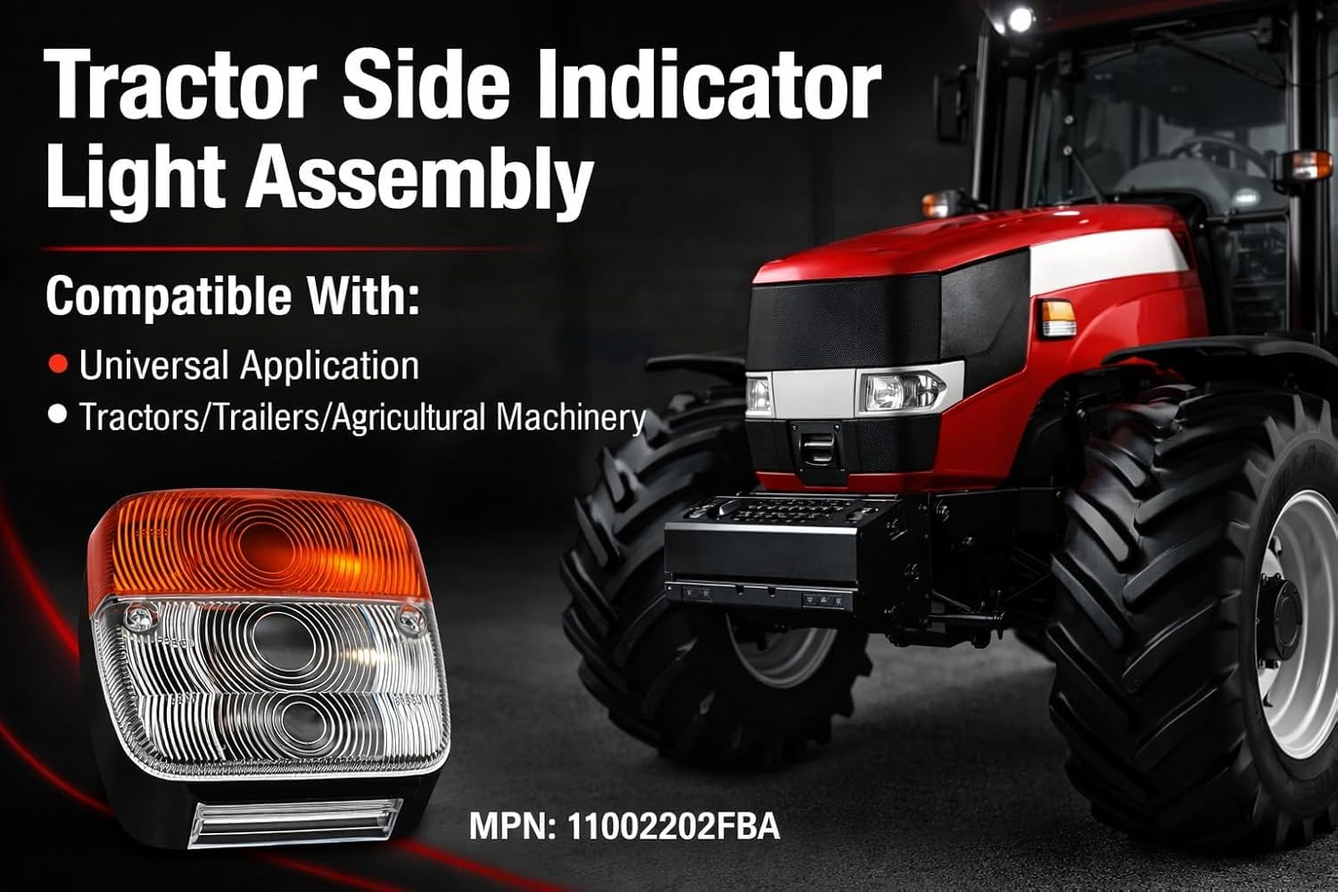 Coppia di luci anteriori per trattore, 12 Volt, per trattore Deutz Fahr, trattore Massey Ferguson, trattore Fiat, luci per trattore ambra (ambra/trasparente) (12 Volt)