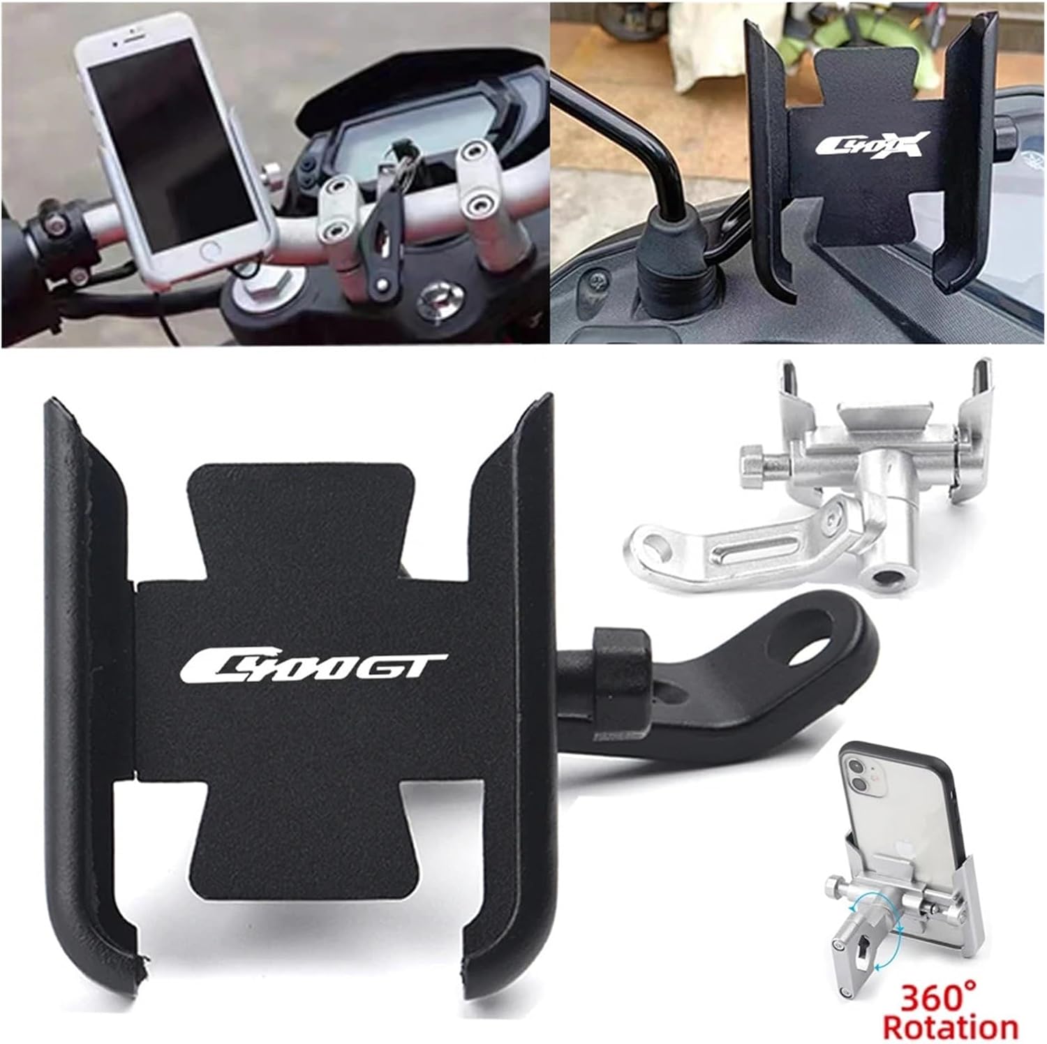 for BMW C400X C400GT C400 X GT C 400 Motorcycle Accessories Handlebar Mobile Phone Holder GPS Stand Bracket(Black mirror holder)