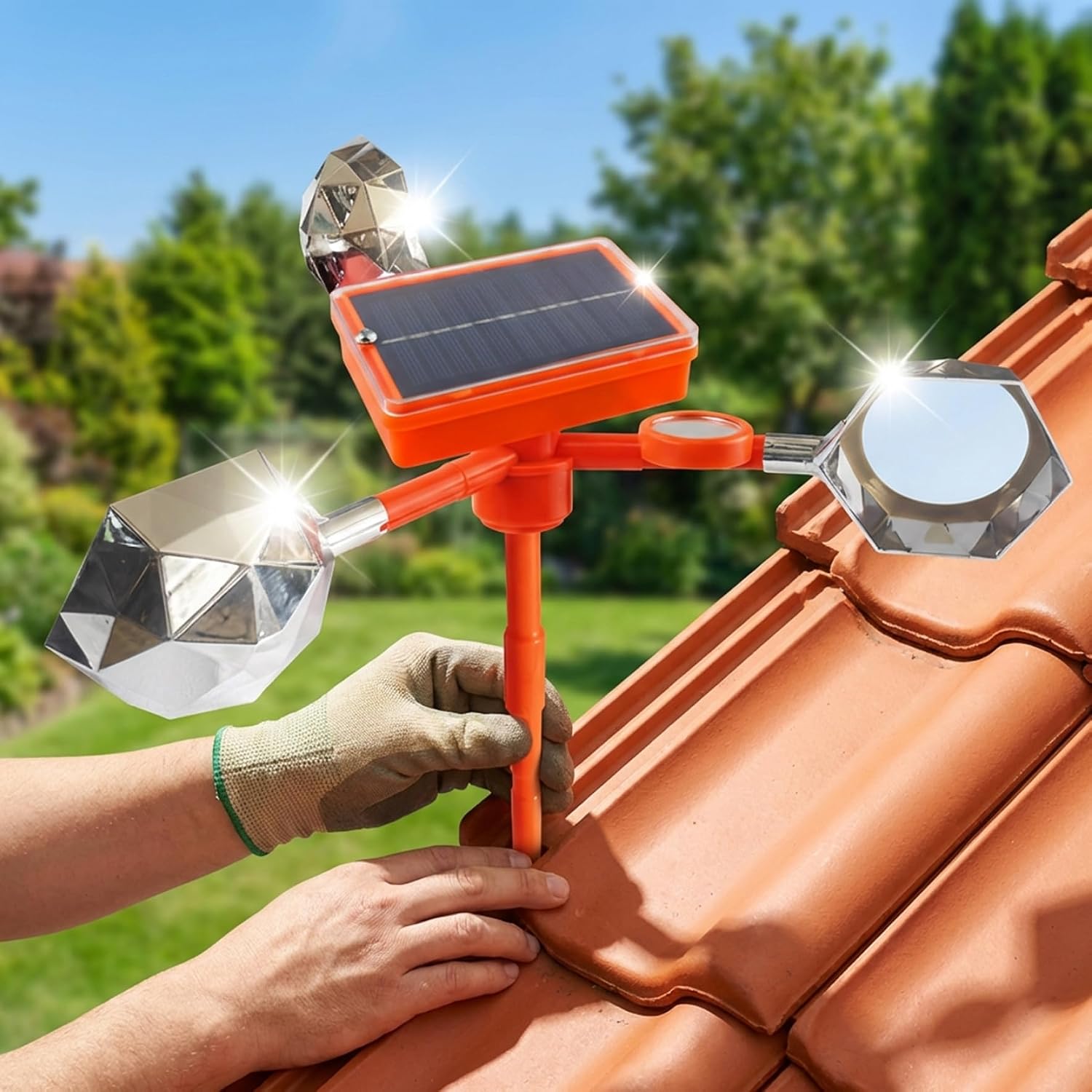 Bird Reflectors, Solar Powered Bird Deterrents for Outside, Effective Weatherproof Woodpeckers Deterrents for Garden Roofs..