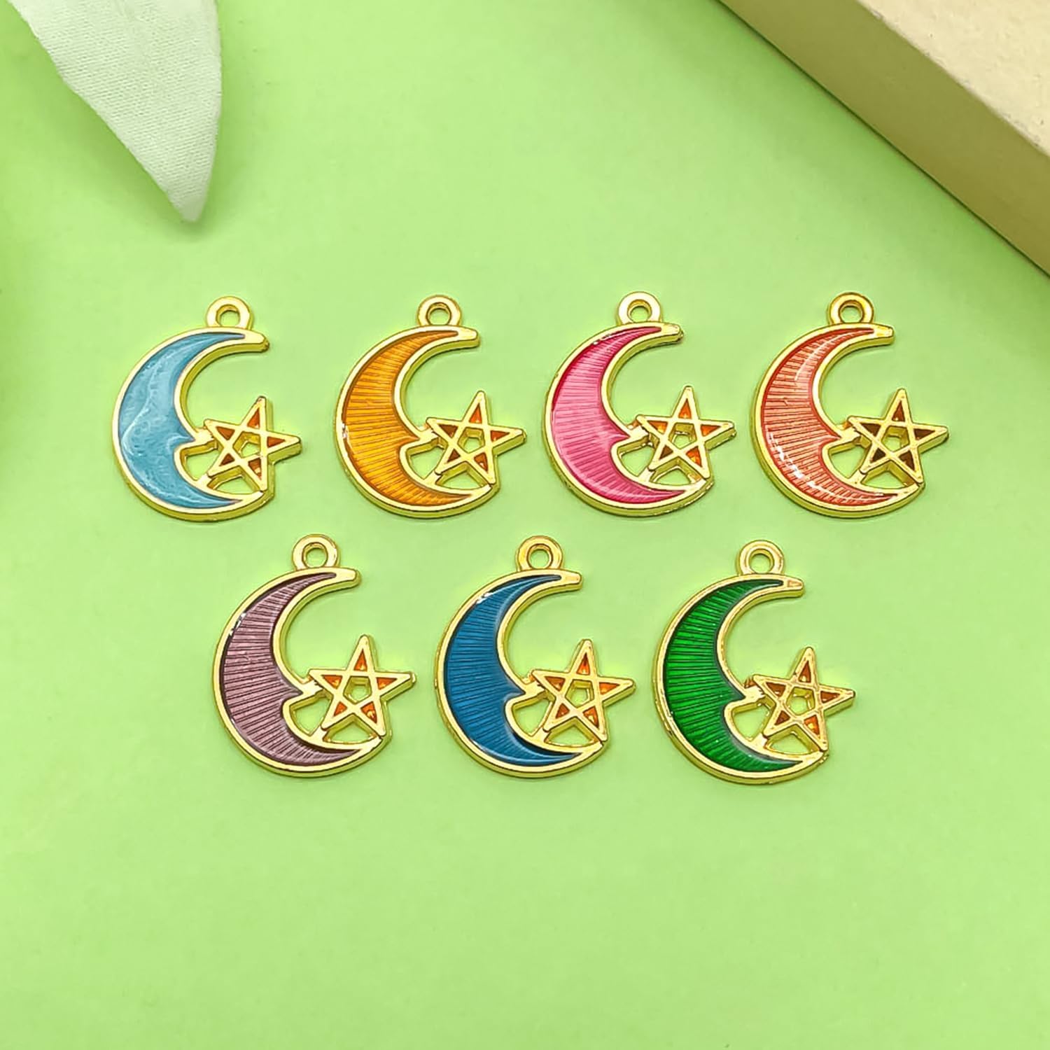 Sailanzi 56pcs Alloy enamel moon and star set Pendant Jewelry Making DIY Keychain Earrings Pendant Various Design Charms for Jewelry Making Bracelets Necklace (SN818) - Image 3
