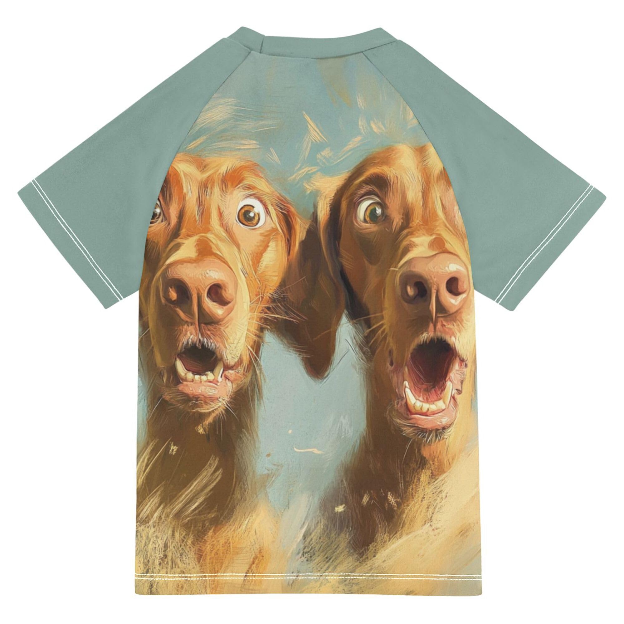 Cartoon Funny Vizsla Dogs Kids Bathing Suits Girls Sun Protection Kids Rash Guard Swimsuit Girls Swimwears Athletic Shirt for Teen Boys 9-10Y