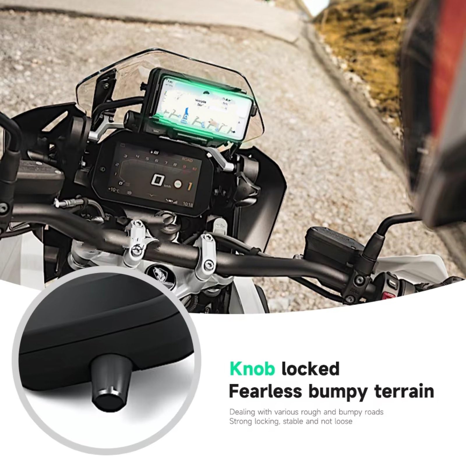Manubrio Supporto Cellulare Per BMW R1300 R1250 R1200 F850 F750 GS Per ADV la navigazione mobile con ricarica wireless Porta Telefono Moto(Wireless- Black Line)