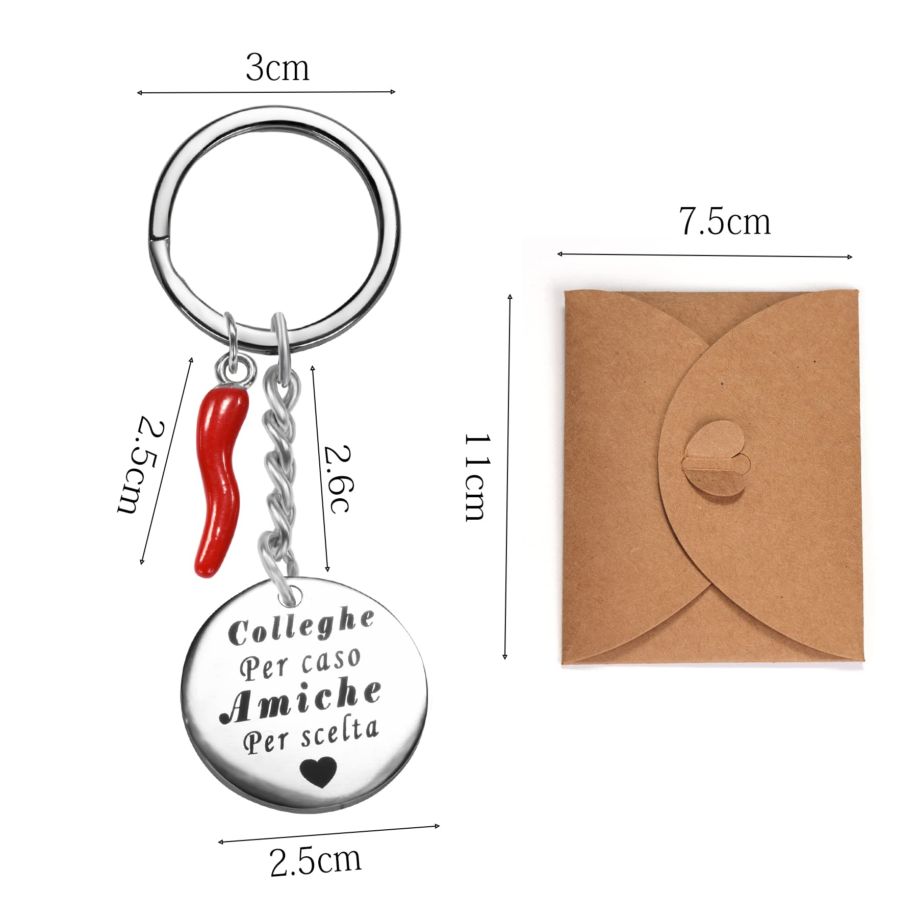 Portachiavi Regalo Per Collega Donna In Argento Con Ciondolo - Idea Ringraziamento Per Collega Di Lavoro, Compleanno, Partenza - Confezione Regalo Inclusa - 2