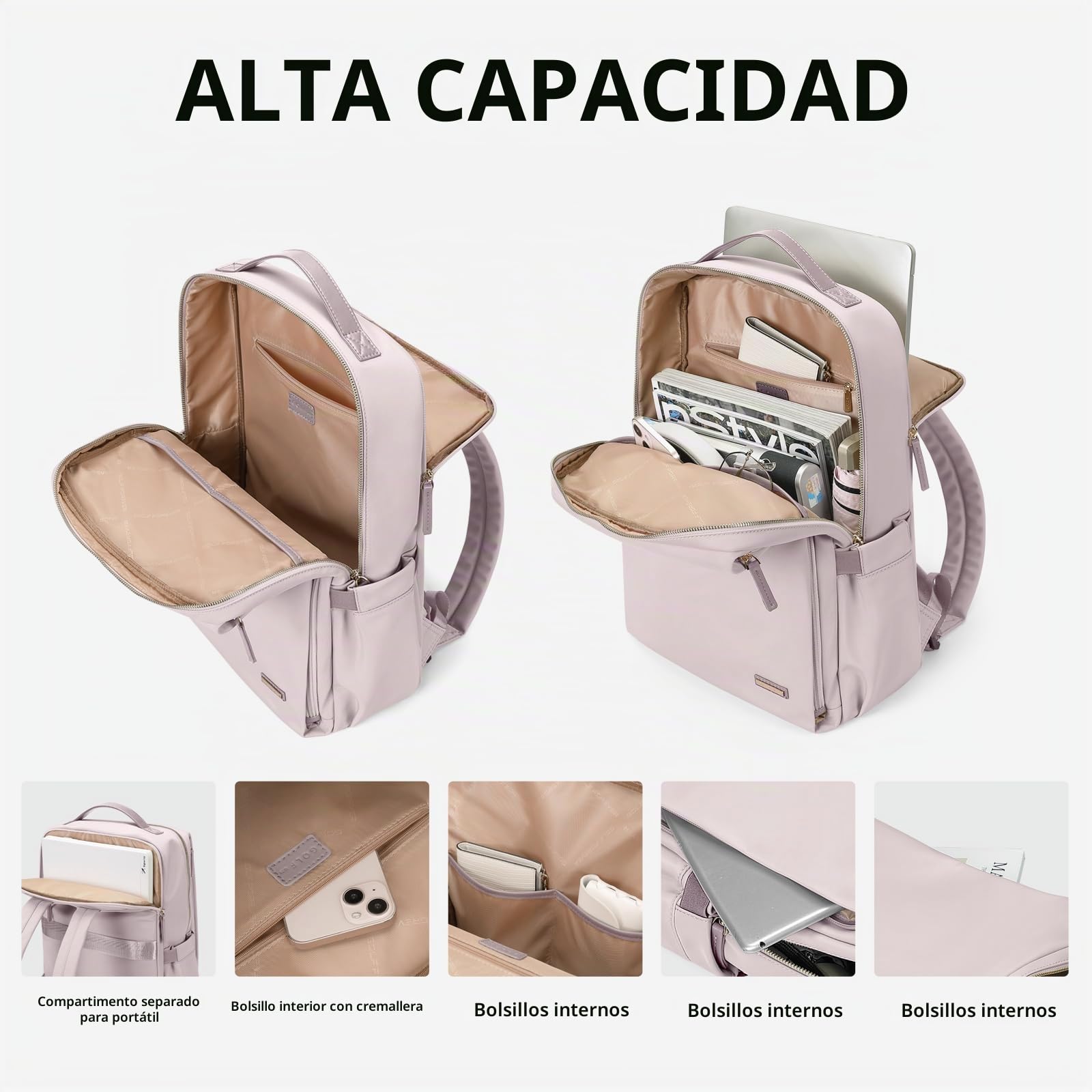 GOLF SUPAGS Mochila elegante para computadora portátil para mujeres, trabajo, universidad y viajes Mochila informal para computadoras portátiles de 15,6 pulgadas