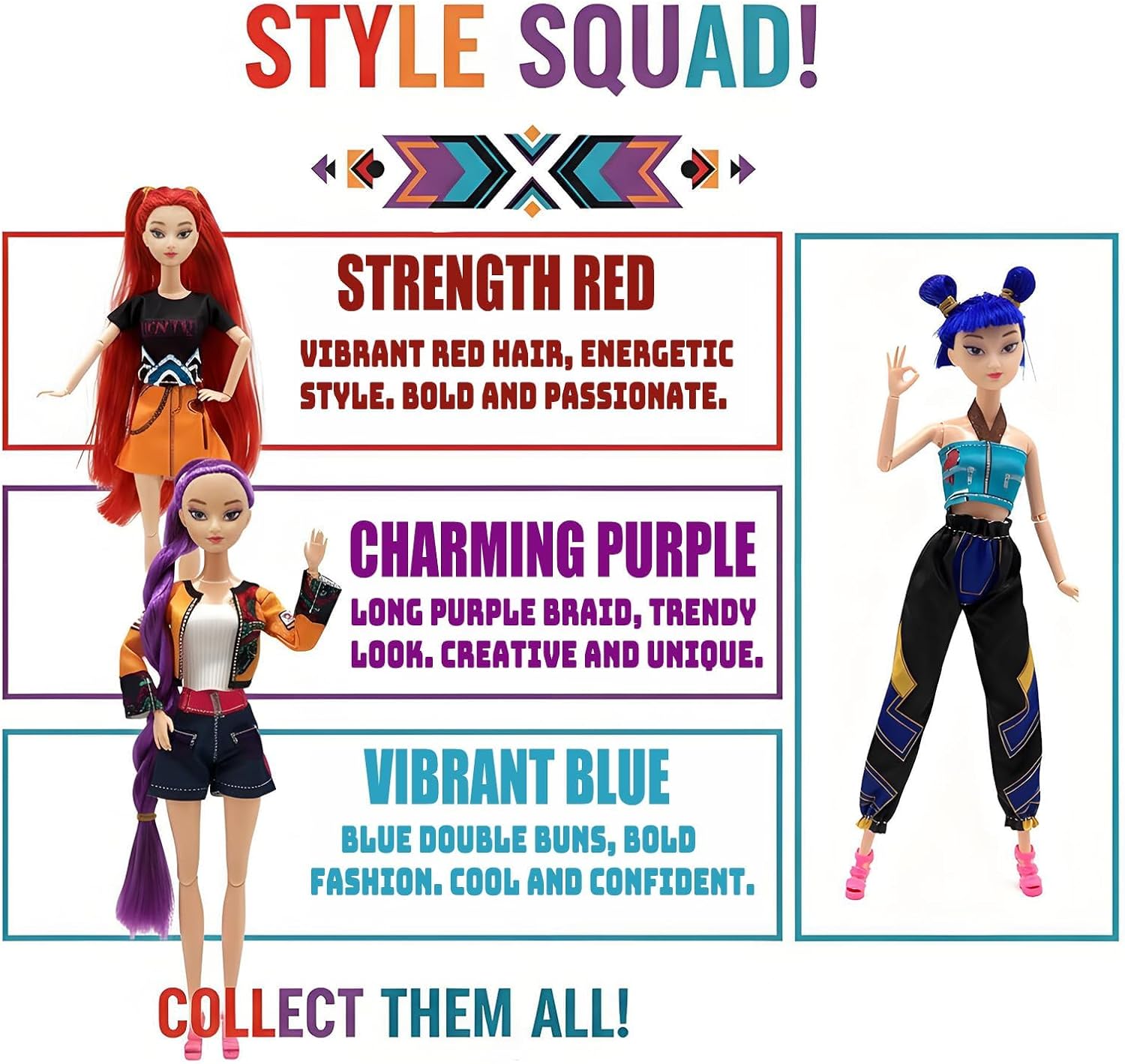 Demon Hunters Toys Action Dolls Set, 11.5-inch Poseable Dolls with Movable Joints, 3-Pack Collectible Model Toys for Fans and Kids Game Gift