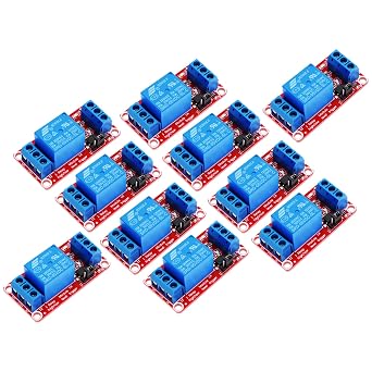 10PCS DC 5V Relay Module - 1 Channel Optocoupler Isolation Relay Board, High/Low Level Trigger, Normally Opened Compatible Load 10A 250VAC / 15A 125VAC / 10A 30VDC 5V-10PCS