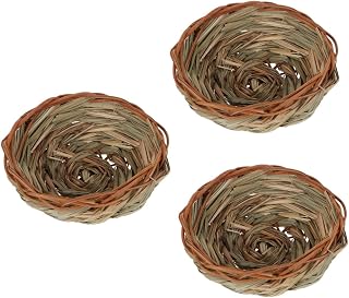 GANAZONO 3 Pcs Straw Bird Nest Bird Cages for Parrots Pet Bird Habitat Natural Fiber Bird Hut Patio Bird Wild Bird Shelter Branch Bird House Hanging Breeding Woven Bird Mini Rattan Birds
