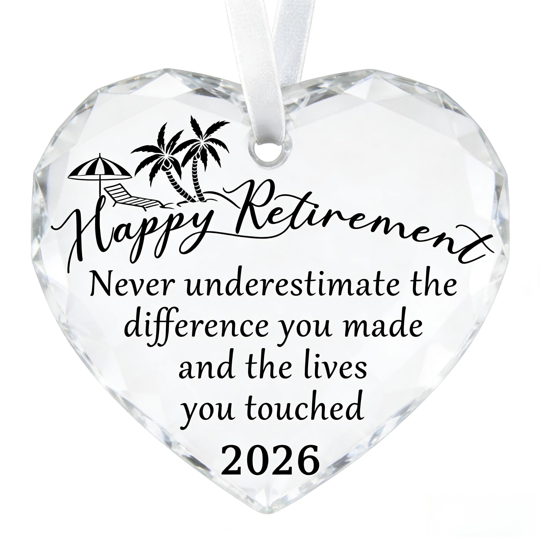 2026 Retirement Gifts for Women - Heart Shaped Crystal Plaque with Gift Box, Transparent Keepsake for Retiring Colleagues, Teachers, Friends (9x9x1.7cm)