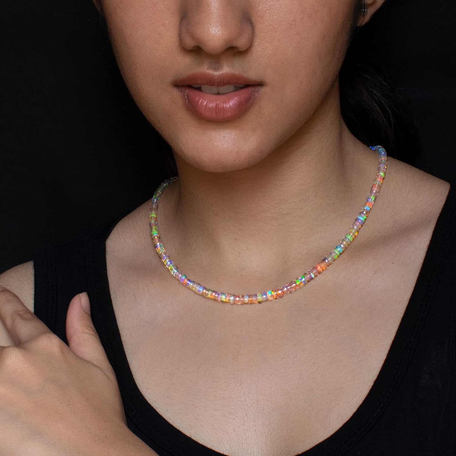 Natural Beaded Gemstone Choker Necklace,Smooth Rondelle Bead, Birthstone Necklace, Energy Healing Crystal, Gift For Her, 925 Sterling Silver Jewelry 18 Inch - Image 7