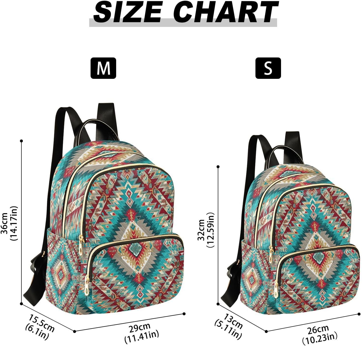 Womens Backpack Colorful Tribal Zigzag Fashion Causal Daypack Shoulders Bags Purses for Work Travel College 8.5L