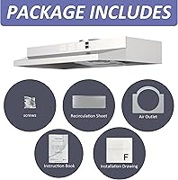 Vista 6 de FIREGAS Campana extractora de 30 pulgadas para debajo del gabinete, campana extractora de cocina de acero inoxidable convertible con botón