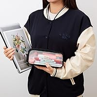 Vista 5 de KALIDI Estuche para lápices de malla cuadriculada de gran capacidad, estuche grande para lápices con cremallera, bolsa de lápices simple, bolsa