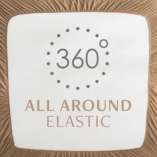 Miniatura 3 de Alazuria Sábana bajera ajustable tamaño Queen color amarillo mostaza de 1 pieza para colchón de 12 a 16 pulgadas de profundidad, calidad prémium de