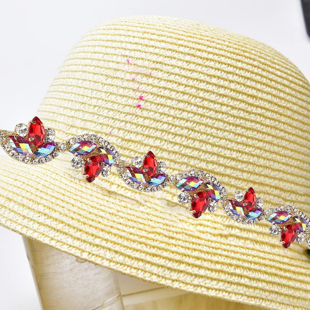 Crystal Rhinestone Trim Chain, Flower Shaped Crystal Rhinestone Chain Bridal Applique Beaded Trim Chain for Clothing Necklace Ear Drop Decoration