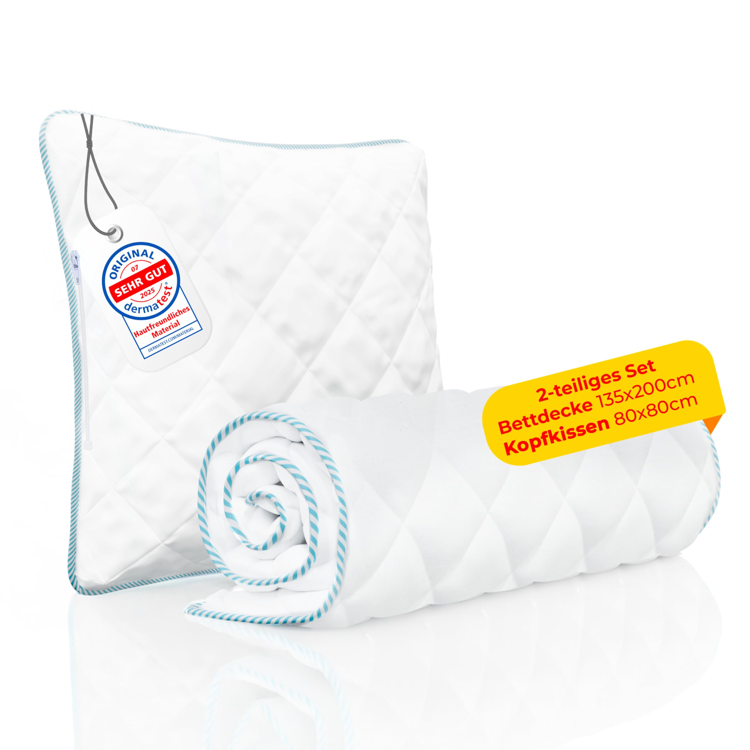 Rosenkern® Bettdecke & Steppdecke – weich & atmungsaktiv – pflegeleicht bis 95 °C waschbar – Mikrofaser Ganzjahresdecke & Sommerdecke