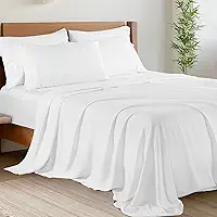 Shilucheng Conjunto de lençóis de cama King Size Bamboo 6 peças, 1800 fios, fresco, ecológico, macio e confortável, não amassa e hipoalergênico (King, branco)