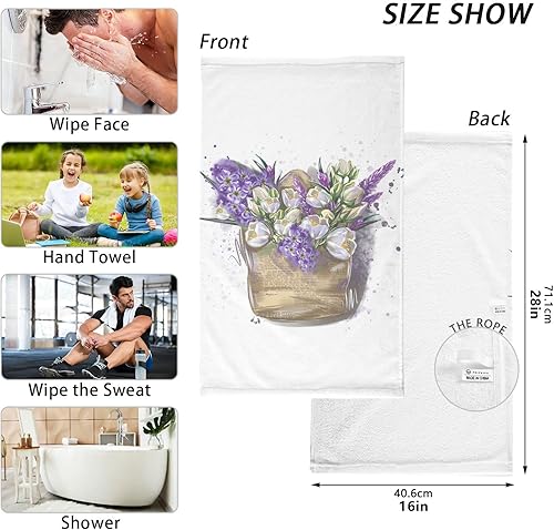 Miniatura 5 de ALAZA Juego de 2 toallas de mano suaves de 100% algodón, 100% algodón, toallas de baño decorativas de lujo, altamente absorbentes, 16 x 28 pulgadas