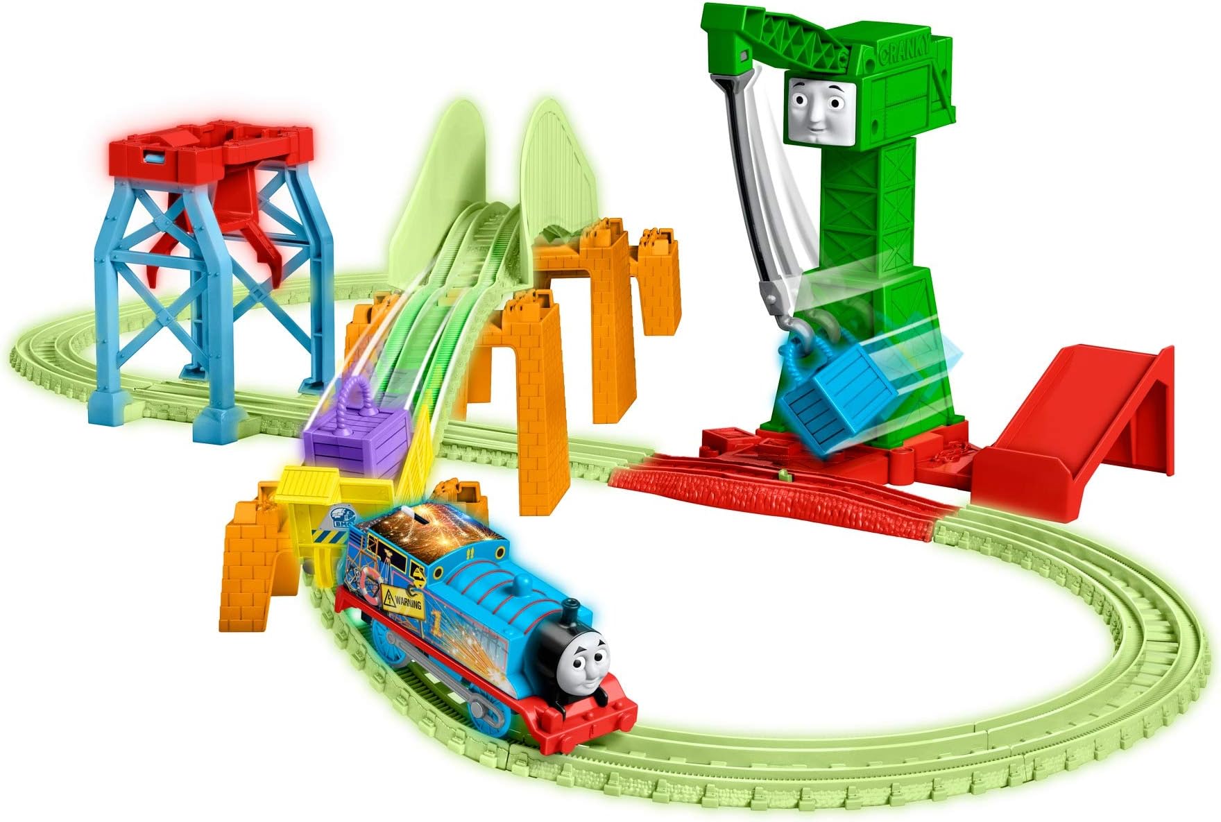​Thomas & Friends Trackmaster Hyper Glow Night Delivery Track Set with Hyper Glow Thomas Motorized Train Engine