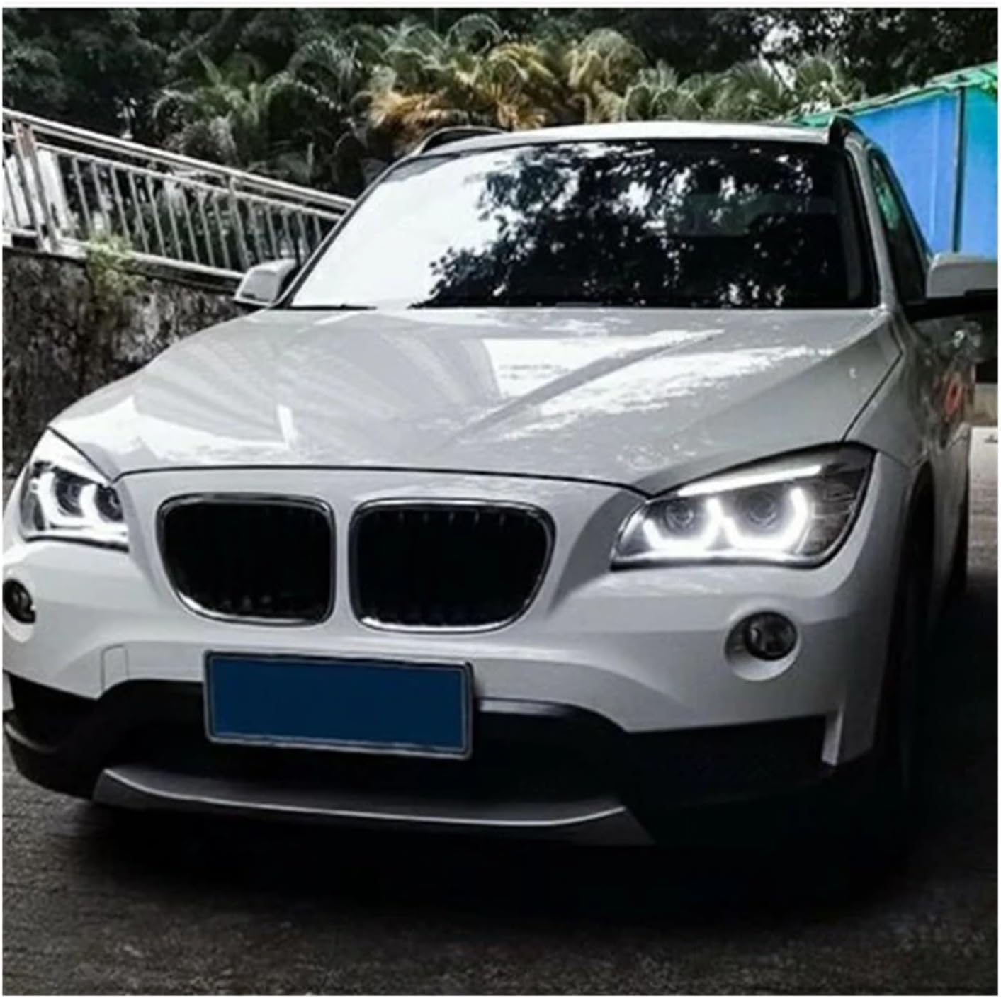 Pair Car Headlight Compatible For BMW X1 E84 F49 2010-2015 Modified Angel Eye Front Lamp Assembly Automotive Accessories(Xenon)