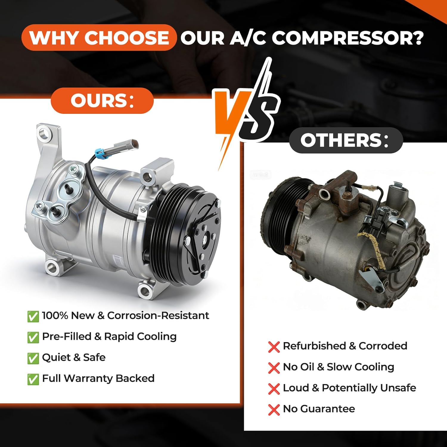 GEARLAST AC Compressor for Car, AC Compressor Kit Compatible with Cadillac Escalade 2002-2014, Chevy Silverado/Suburban/Tahoe/Express, GMC Savana/Sierra/Yukon/Canyon, Hummer H2/H3/H3T Replaces 4710315