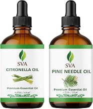 SVA Pine Needle and Citronella Essential Oil 4 oz Bundle Super Saver Combo – Premium Grade Value Set for Hair Oiling, Scalp Massage, Hair Care, Skin Care and Body Massage
