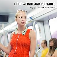 Vista 6 de Jancane Portable Neck Fan, USB Rechargeable Personal Fan, 3 Speeds Adjustable, Large air outlet Powerful Strong Wind, Adjustable, 360° Cooling