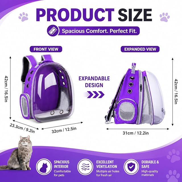 Foto 2 de 6 de ZHUIYIWIN Mochila para Gatos,Mochila Gato,Mochila Cápsula para Mascotas,Mochilas para Gatos y Perro…