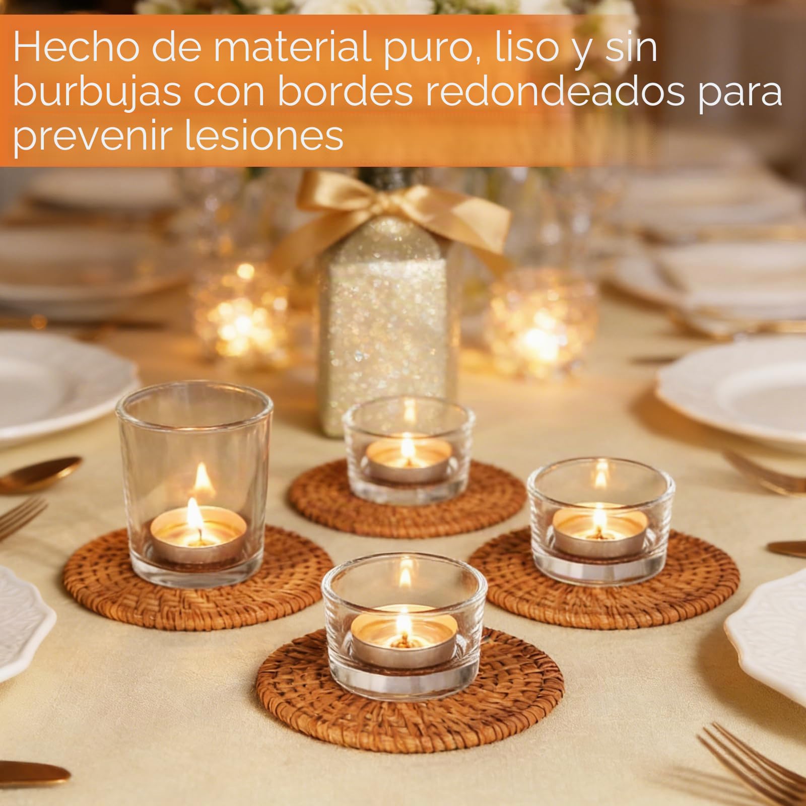 JMIATRY 24 Piezas Portavelas Cristal Transparente 2 Tamaños Vasos para Velas 5,2x3,4 cm y 5,6x6,7 cm Portavelas de Vidrio para Hacer Velas, Decoracion, Eventos