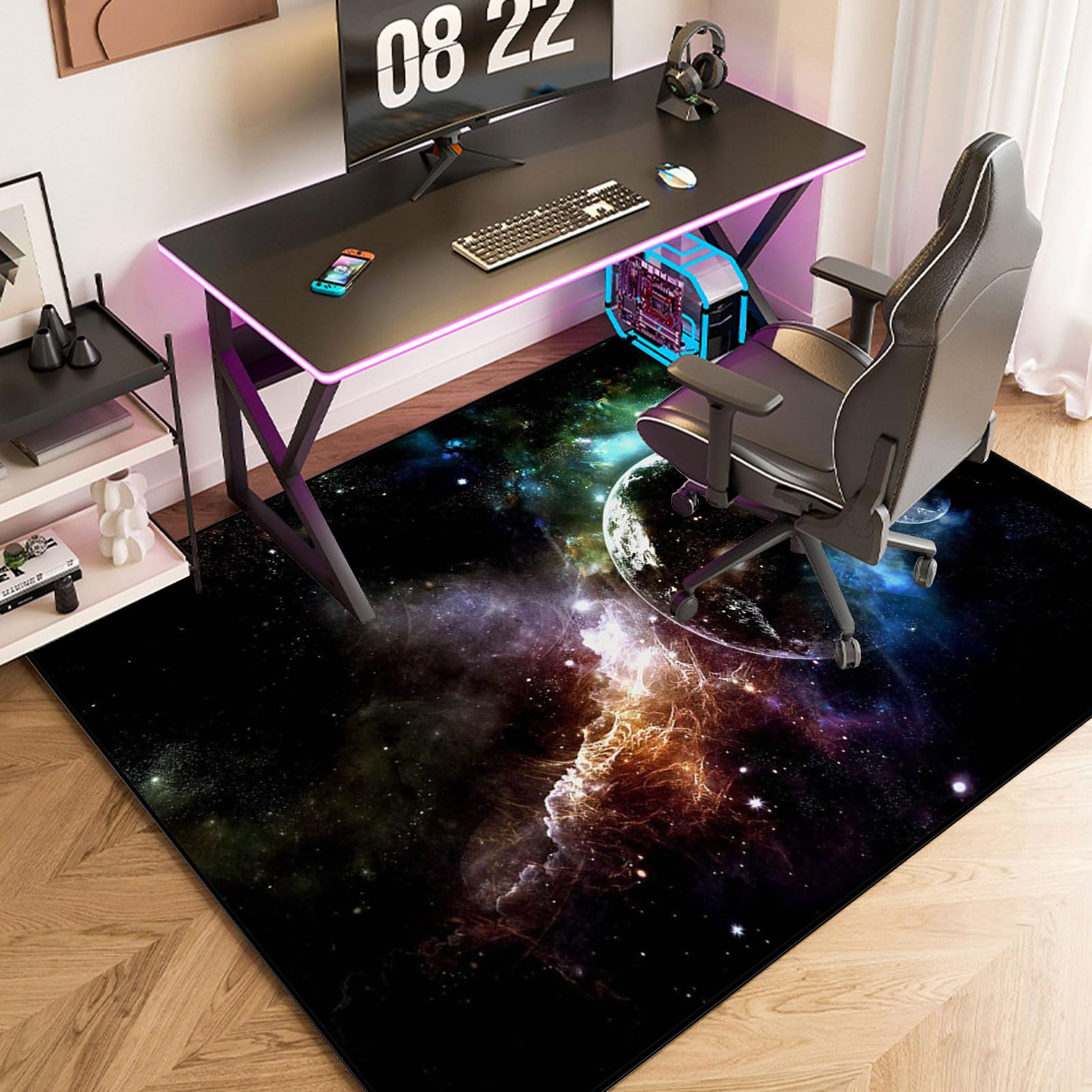 Odot Alfombra Para Silla De Escritorio Redonda, Alfombra Protectora Suelo Silla Ruedas Antideslizante Gaming, Tapete De Protección De Oficina Para Parqué (Corazón Rosa,160cm