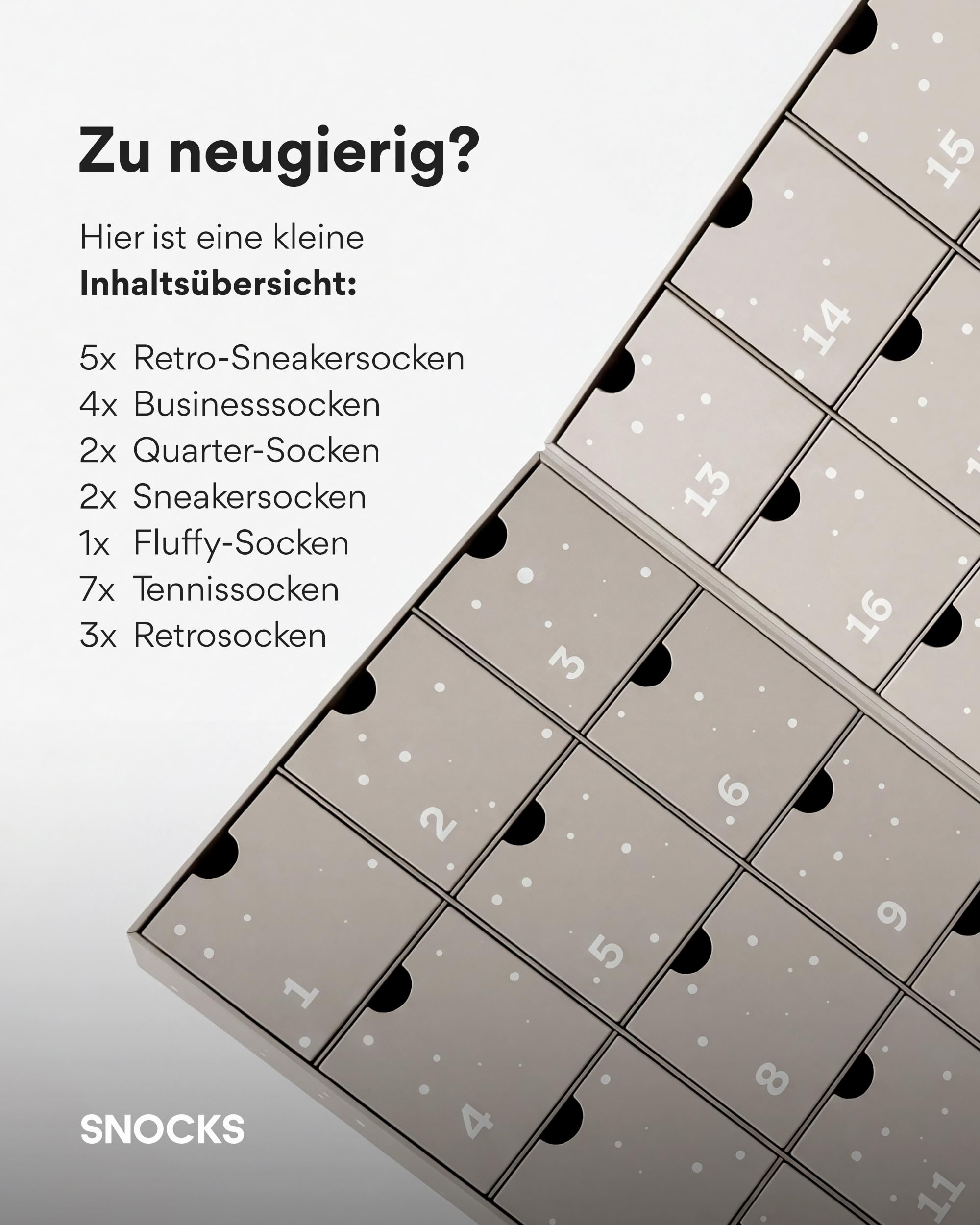 Snocks Socken Adventskalender 2026 Damen & Herren 24 Paar