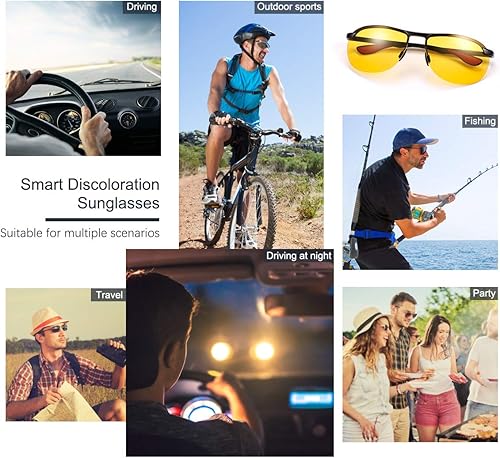 Miniatura 8 de YIMI Gafas de sol fotocrómicas polarizadas para hombre, para deportes al aire libre, conducción y ciclismo, antideslumbrante, UV400, gafas ligeras