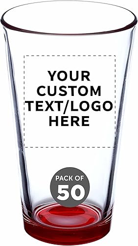 Miniatura 9 de DISCOUNT PROMOS Juego de 10 vasos de cerveza personalizados de 16 onzas, paquete a granel personalizado, cristalería resistente para restaurantes,