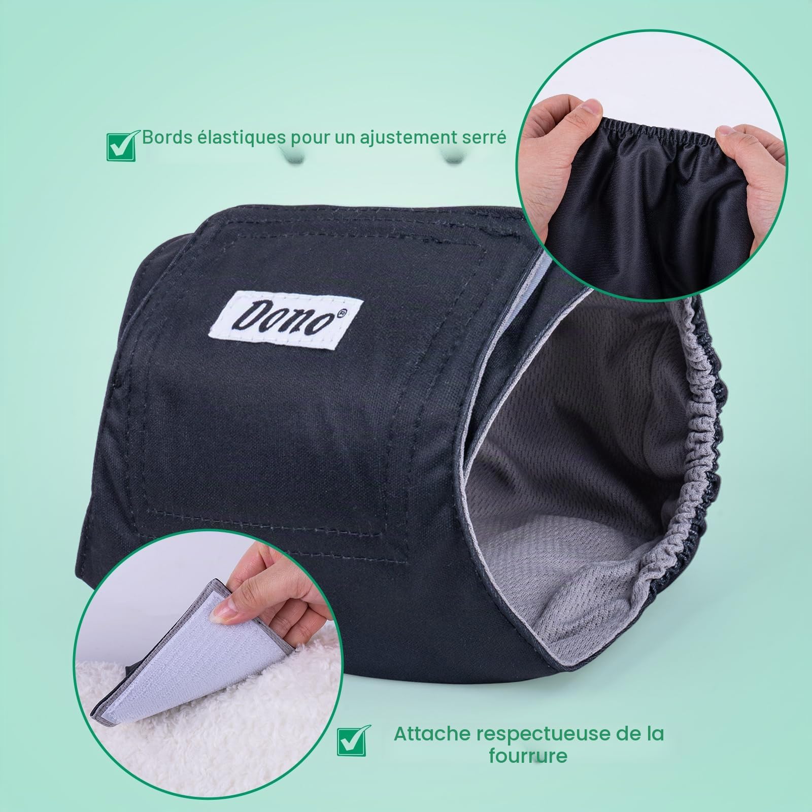 Dono Lot de 3 couches réutilisables pour chiens mâles en chaleur, pour incontinence, chirurgie, voyage