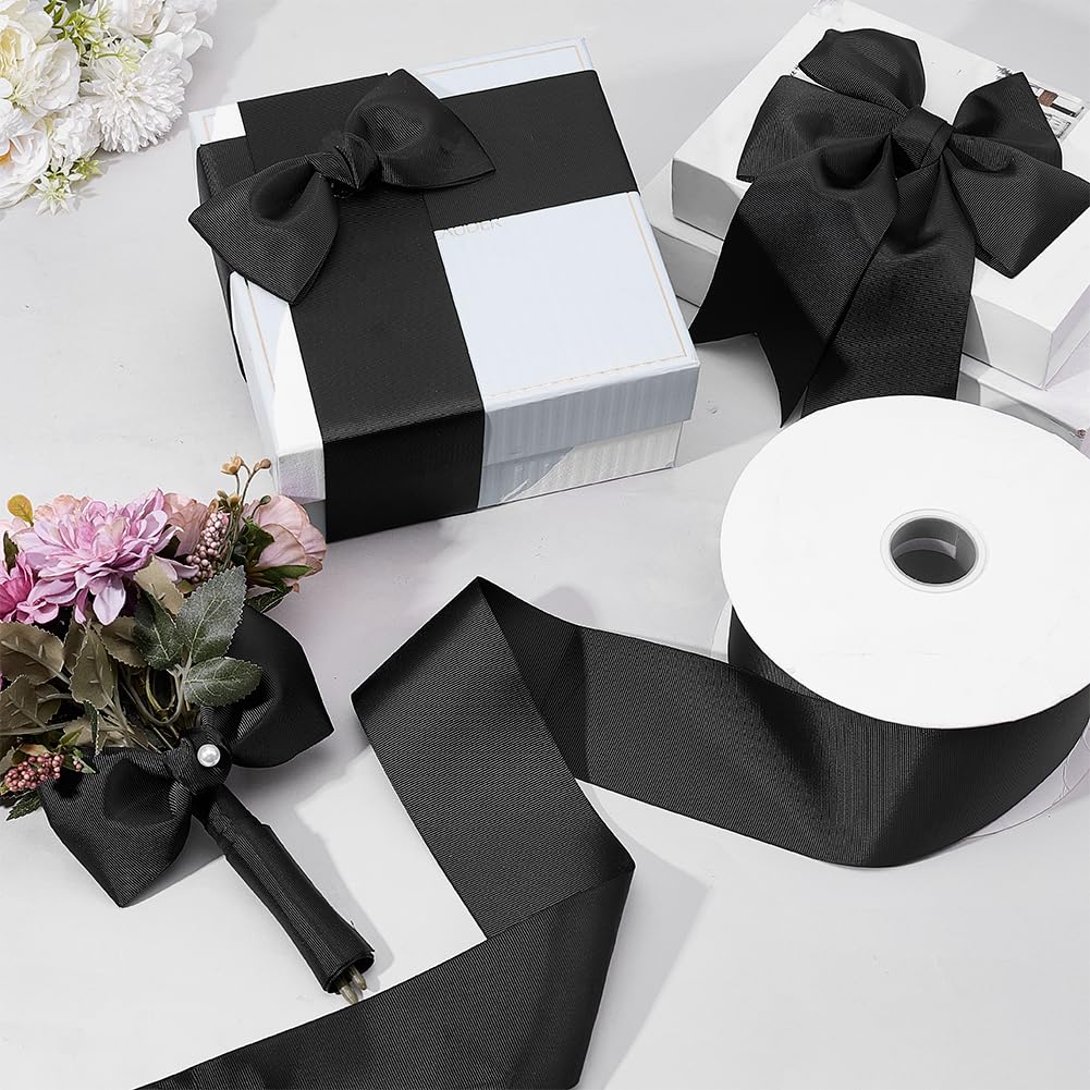 NBEADS 914.4 m Rouleau de Ruban Gros Grain Noir, Ruban Noir en Polyester de 3mm de Large pour Emballage Cadeau Confection de Nœuds et Couture pour Cheveux pour la Décoration de Mariage
