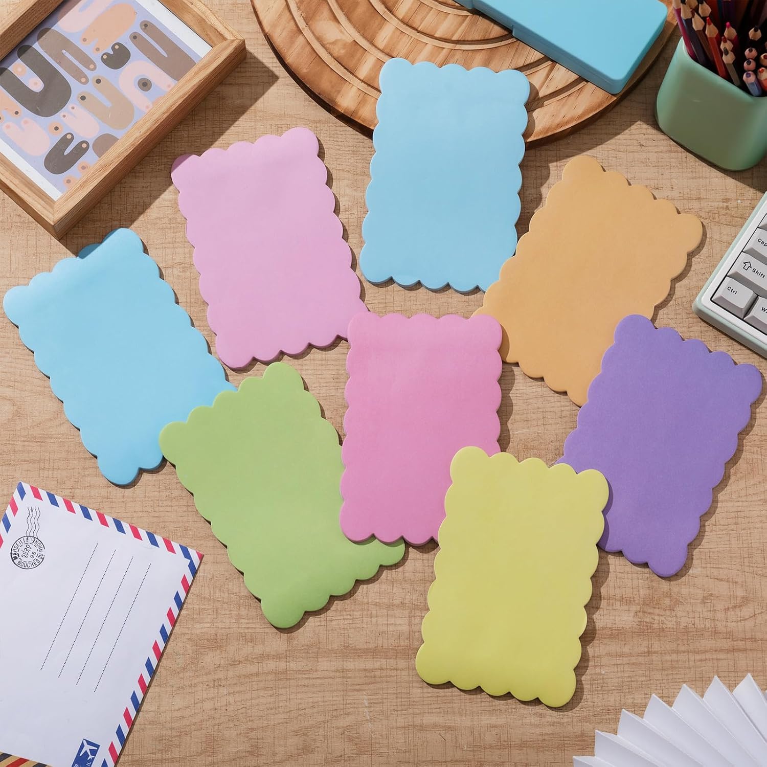 Eaasty 8 Pack Scalloped Sticky Notes 4" X 6" Rainbow Memo Pads image 3
