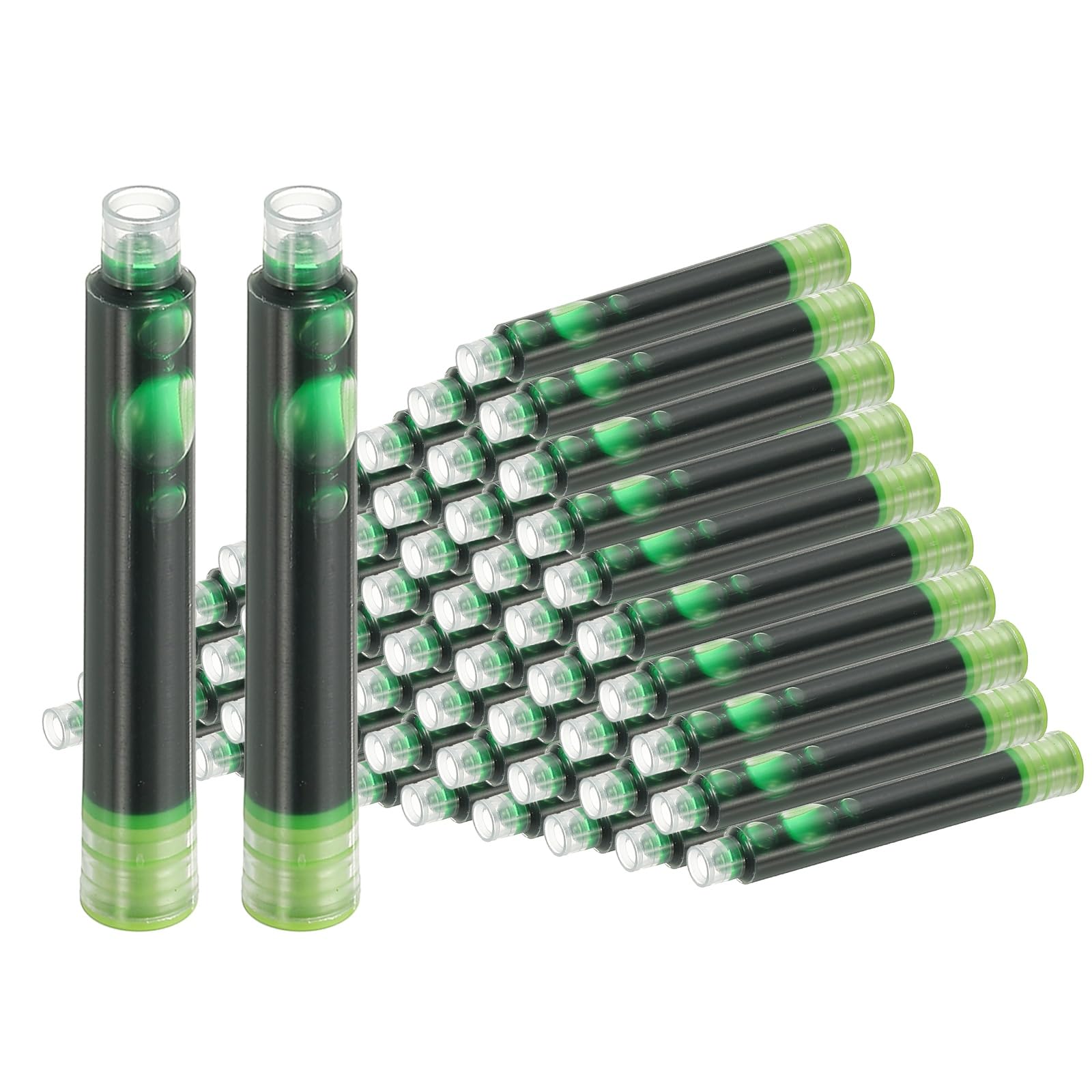PATIKIL 60Pcs Fountain Pen Ink Cartridges, 3.4mm Bore Diameter Pen Ink Refill Standard International Refill Cartridges for Writing Business, Light Green