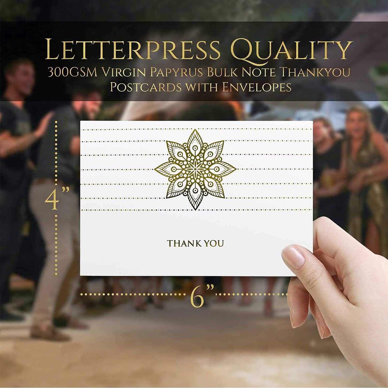 120 Pezzi Thank You Note Cards - Confezione Bulk Set - Bianco - Foto 5
