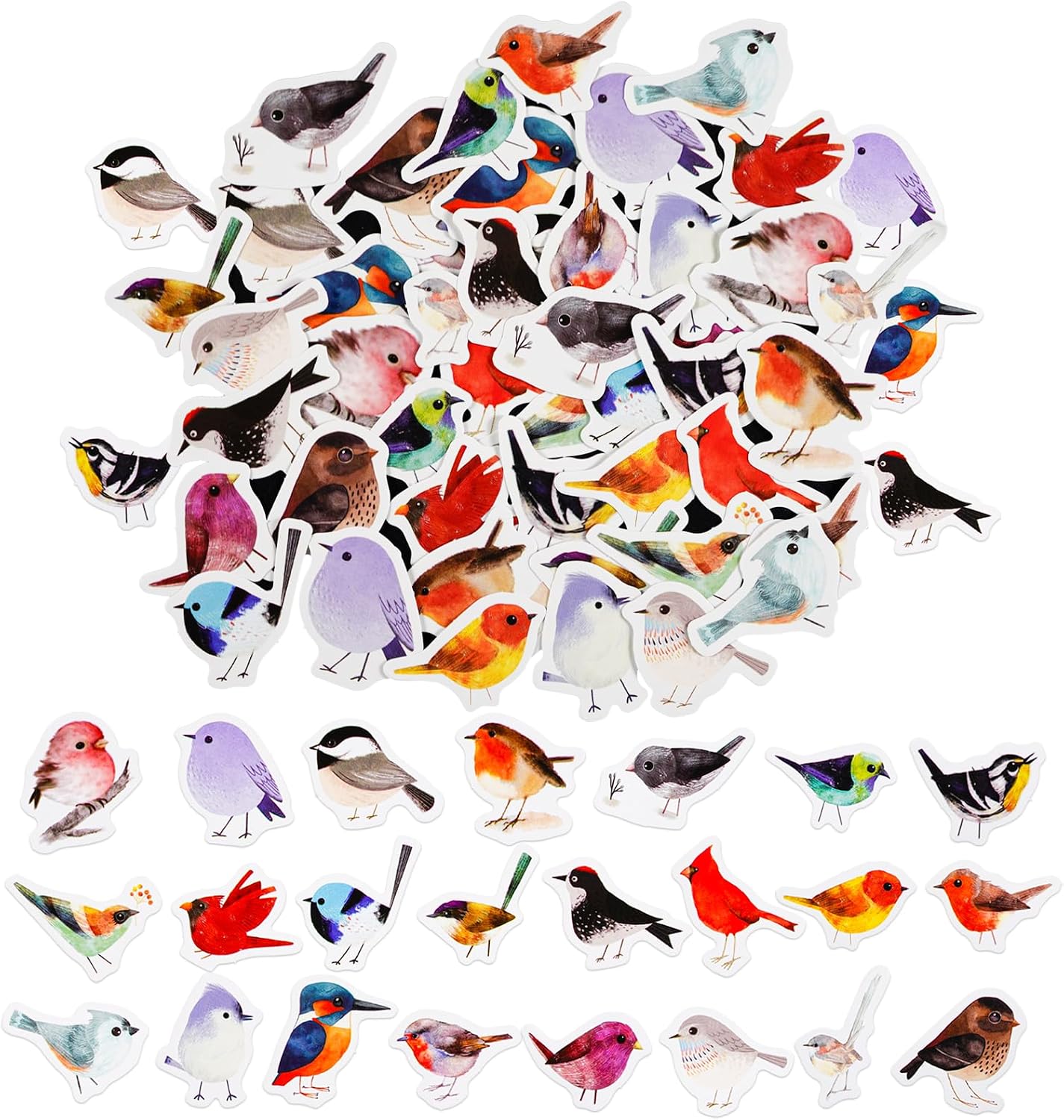 46PCS Cute Fly Bird Stickers, Mini Size Magpie & Red Robin, Kawaii ...