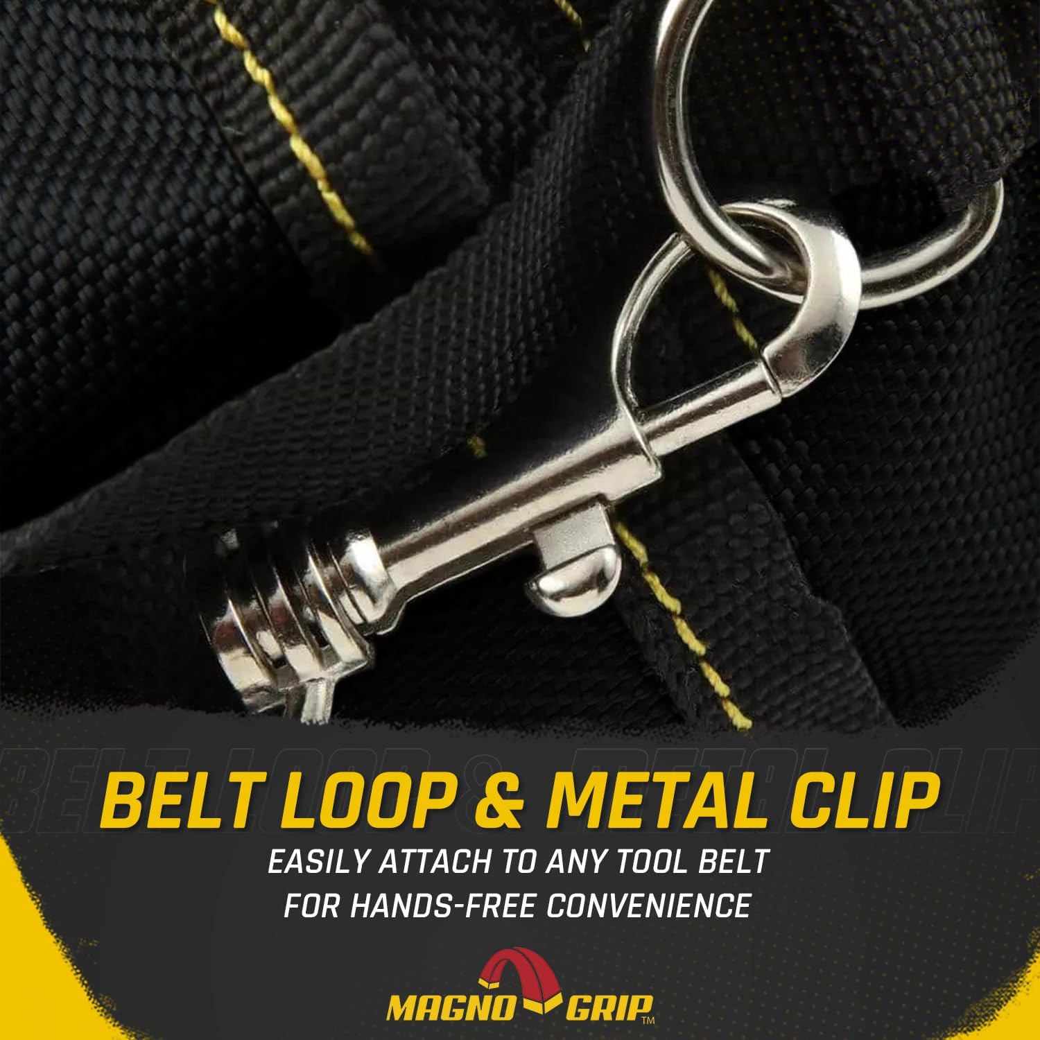 MagnoGrip 9-Pocket Magnetic Tool Pouch – Heavy-Duty 1680D Ballistic Polyester, Durable and Water-Resistant Tool Belt Pouch with Magnetic Storage for Carpenters, Electricians & DIY Enthusiasts - Black. - Image 4