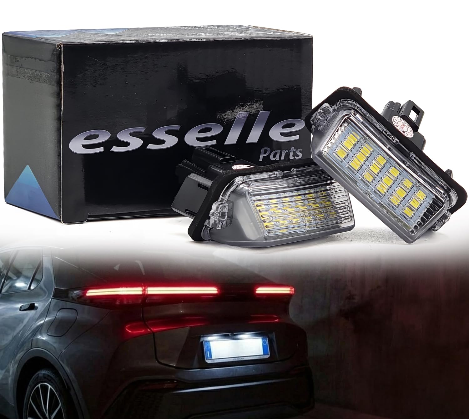 Placchette Luci Targa LED Compatibili con Toyota Auris MK2, Avensis 3, C-HR MK2, Verso S, Yaris 4, Cross, 18 SMD CANBUS 6000K Bianco Ghiaccio Plug & Play Nessun Errore