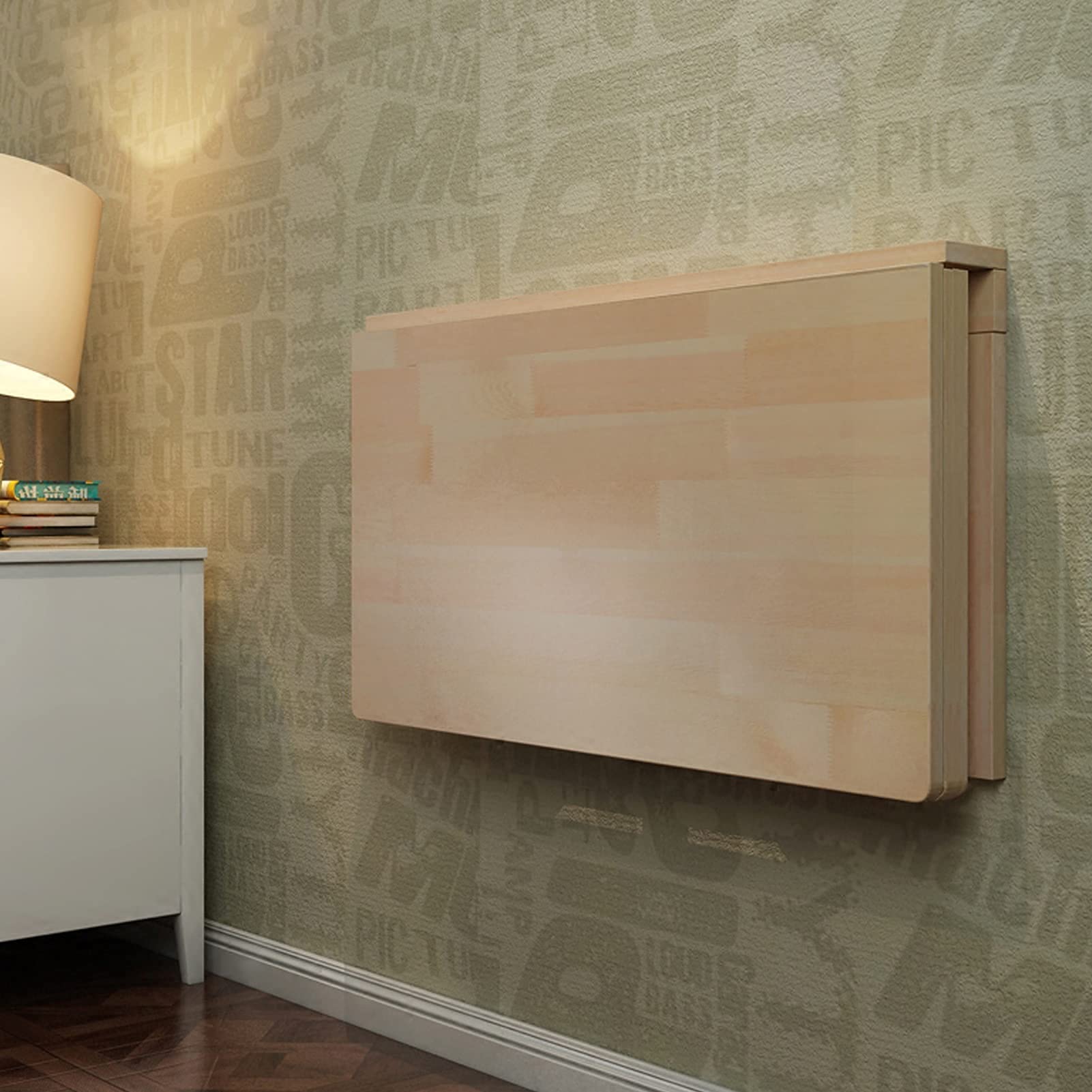 Table rabattable peu encombrante cuisine bureau bois naturel pliable