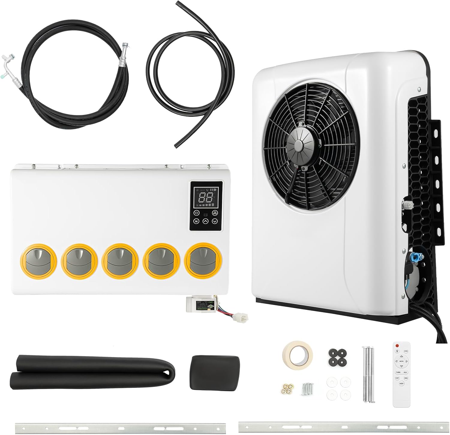 12V Truck Cab Air Conditioner 11000 BTU Split AC Fits Semi Trucks Bus RV Caravan 2400W Mini Split RV Truck Air Conditioner AC Unit Fit Semi Truck Caravan Truck