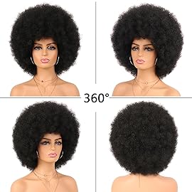 G&T Wig 70\'s Afro Curly Wigs for Black Women Glueless Wear and Soft Black Afro Wigs Large Bouncy and Soft Natural Looking Full Wigs for Daily Party Cosplay Costume Halloweeen(1B)