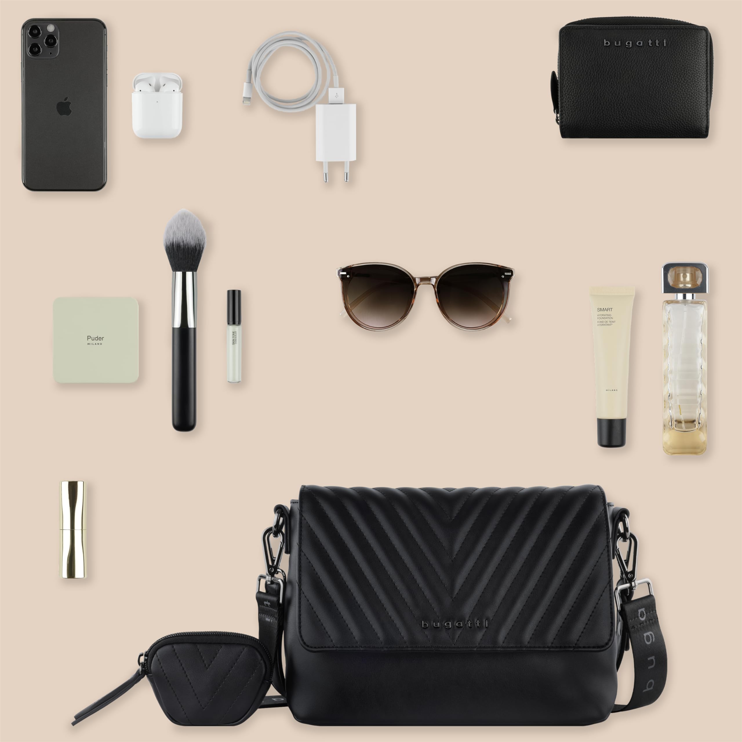 bugatti Sira Schultertasche für Damen - edle Umhängetasche Crossover-Tasche