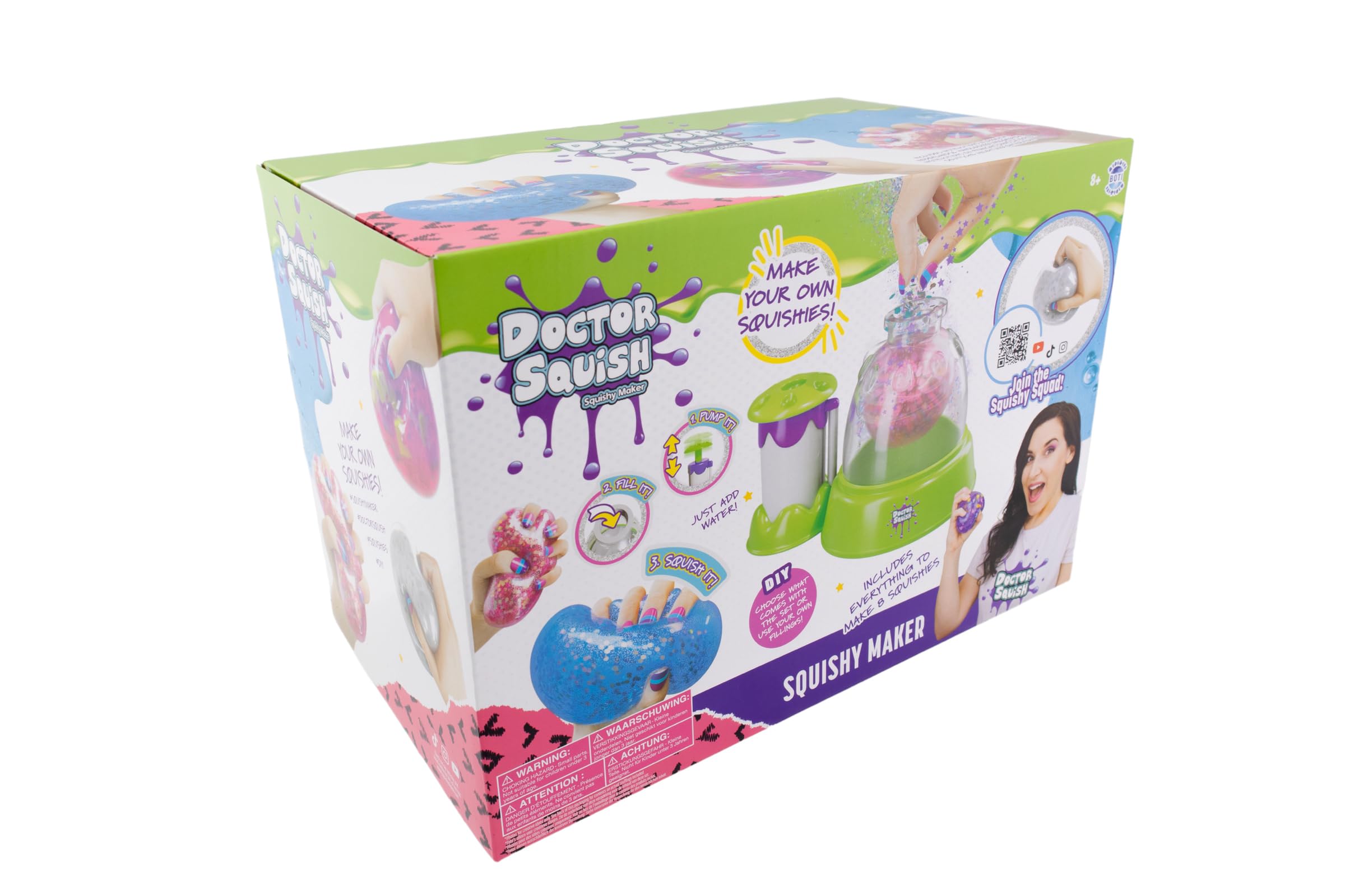 Doctor Squish: Squishy Maker, New Shiny Glitter Station Maker, Decorate with Confetti, Sparkles & Colored Ink, Variety of Sizes, Just Add Water to Make Your Own Slime, For Ages 8 & up