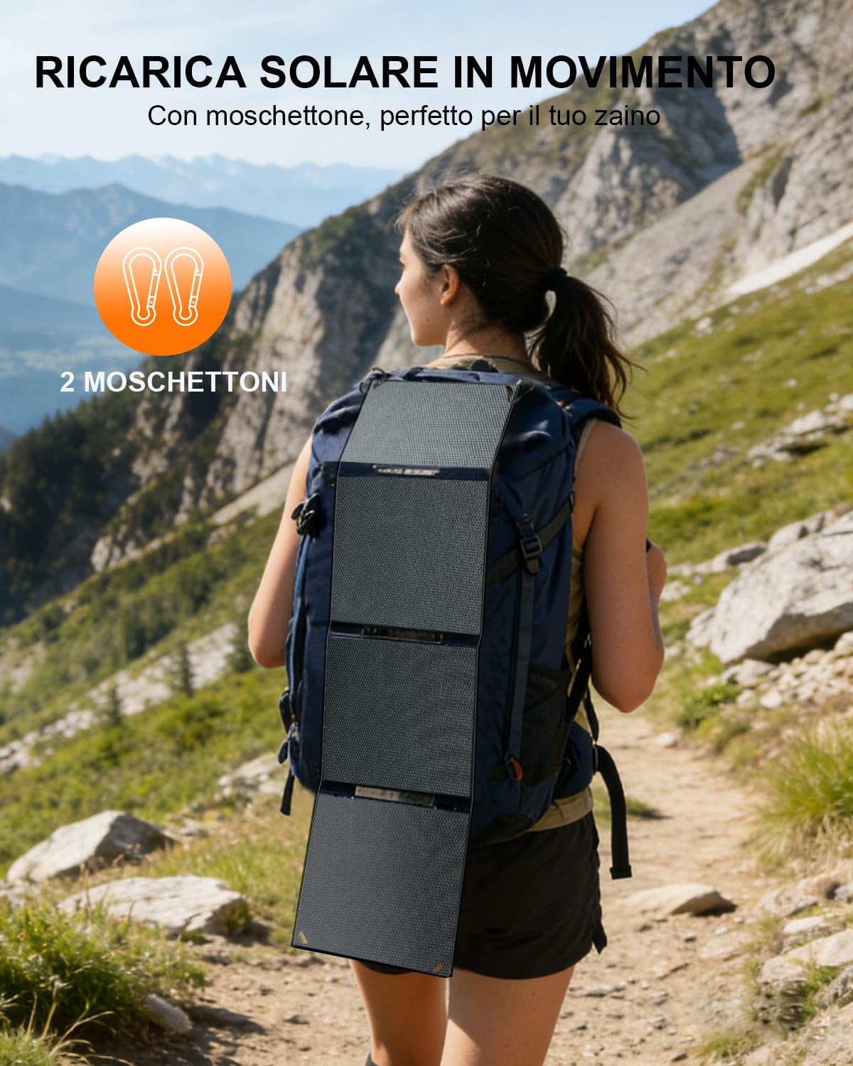 ELECAENTA 30W Pannello Solare Portatile con HPBC 25.4%, Caricabatterie Solare Portatile con 2 Porte USB-A e USB-C, IP68 Impermeabile per Cellulare/Tablet/Power Bank per Campeggio Escursioni Emergenza