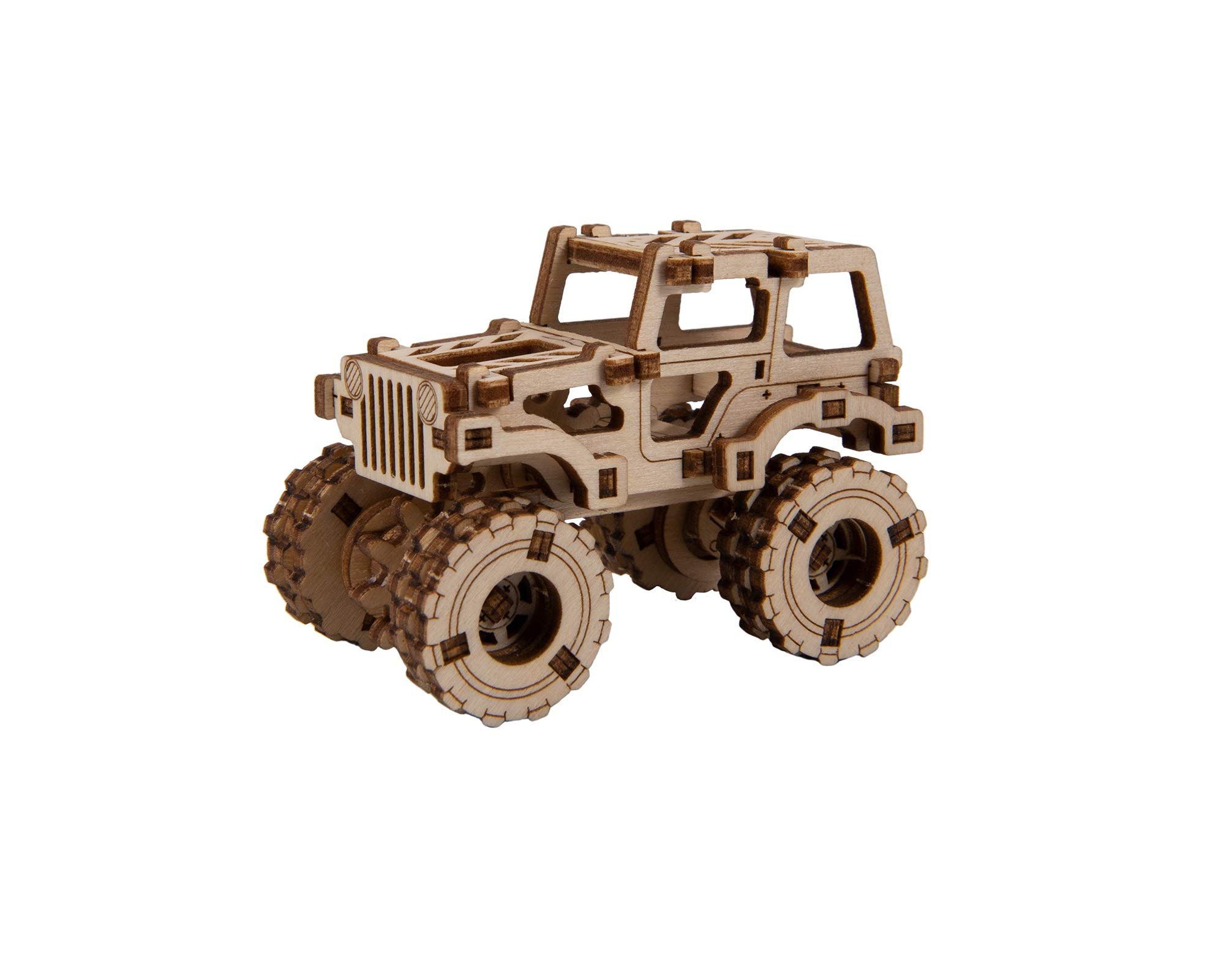 WOODEN.CITYVintage Cars Monster Truck 1 - DIY 3D Wooden Model Kits for Adults to Build Cars - 3D Wooden Puzzles for Adults Brain Teaser - Wood Car Kit Model for 14+ Teens - 69-Part Wooden Car Kit