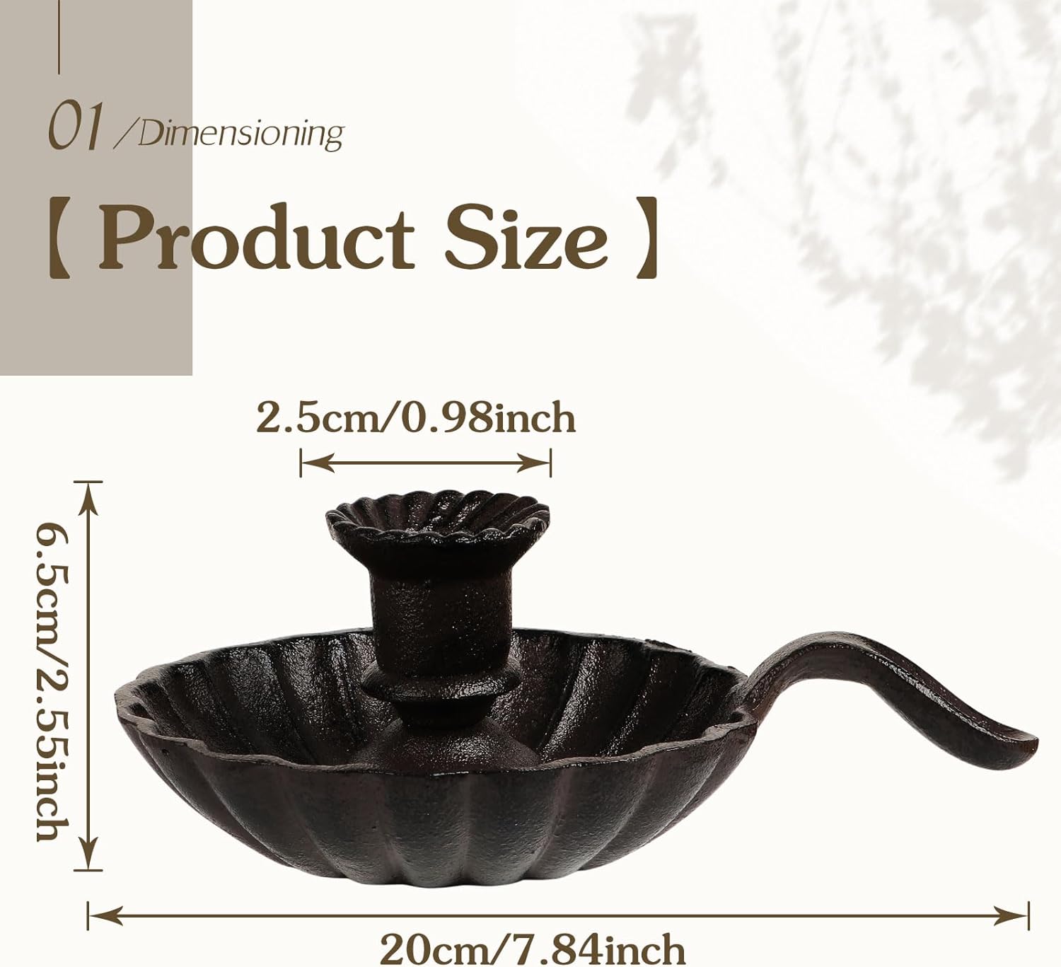 Vintage Cast Iron Candle Holder with Handle, Tapered Candlestick Holders, Candle Stand for Home Wedding Party Decoration（1Pack